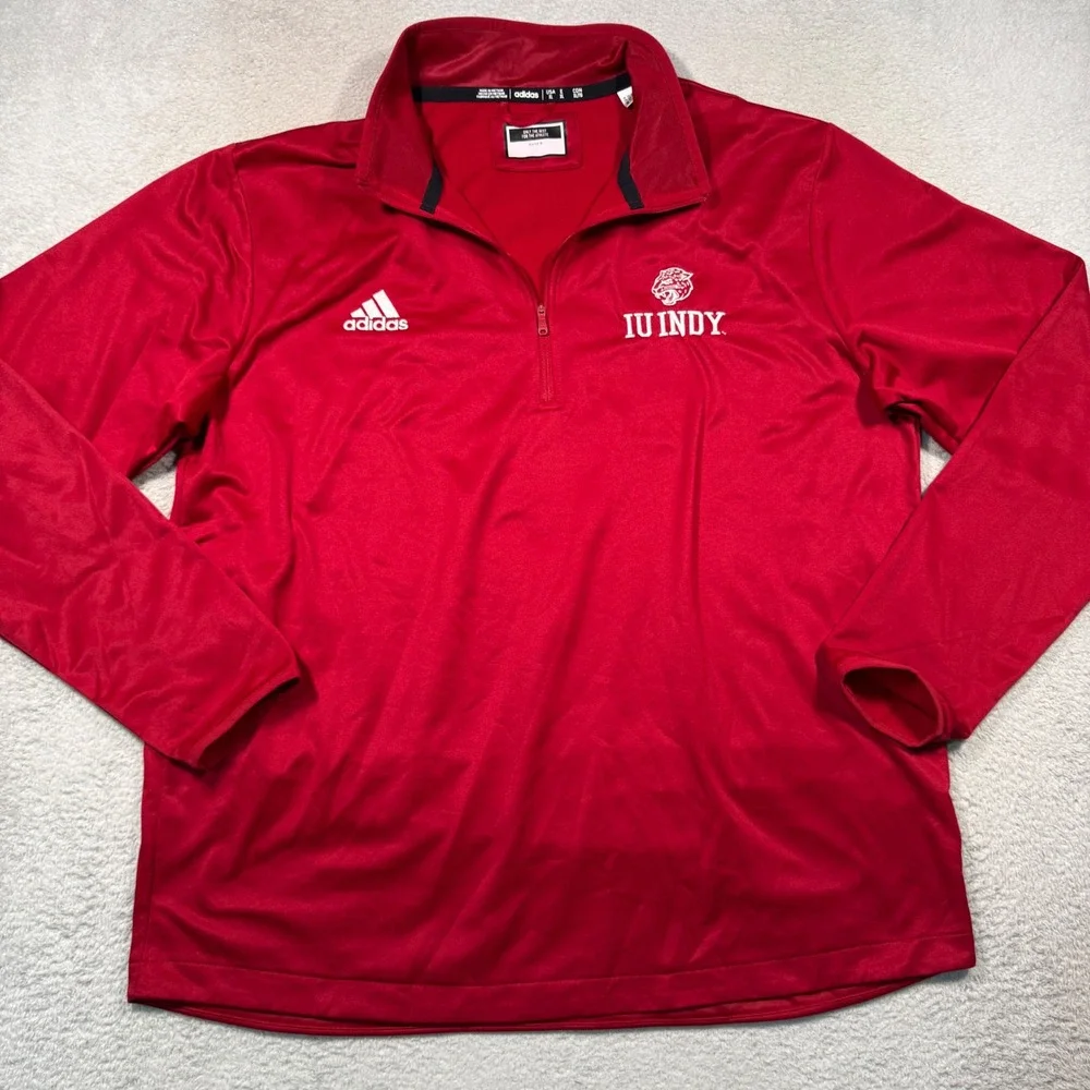 Adidas IU Indy Jaguars Pullover Men XL Red Quarter Zip Embroidered Sporty Active